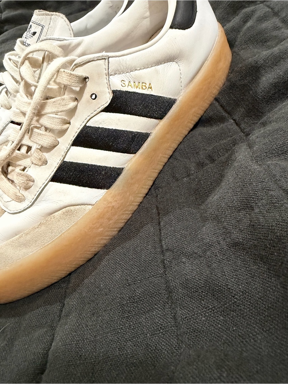 adidas White & Black Low-Top Sneakers with Gum Sole - Picture 3 of 6